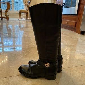TORY BURCH Black Leather Knee Boots